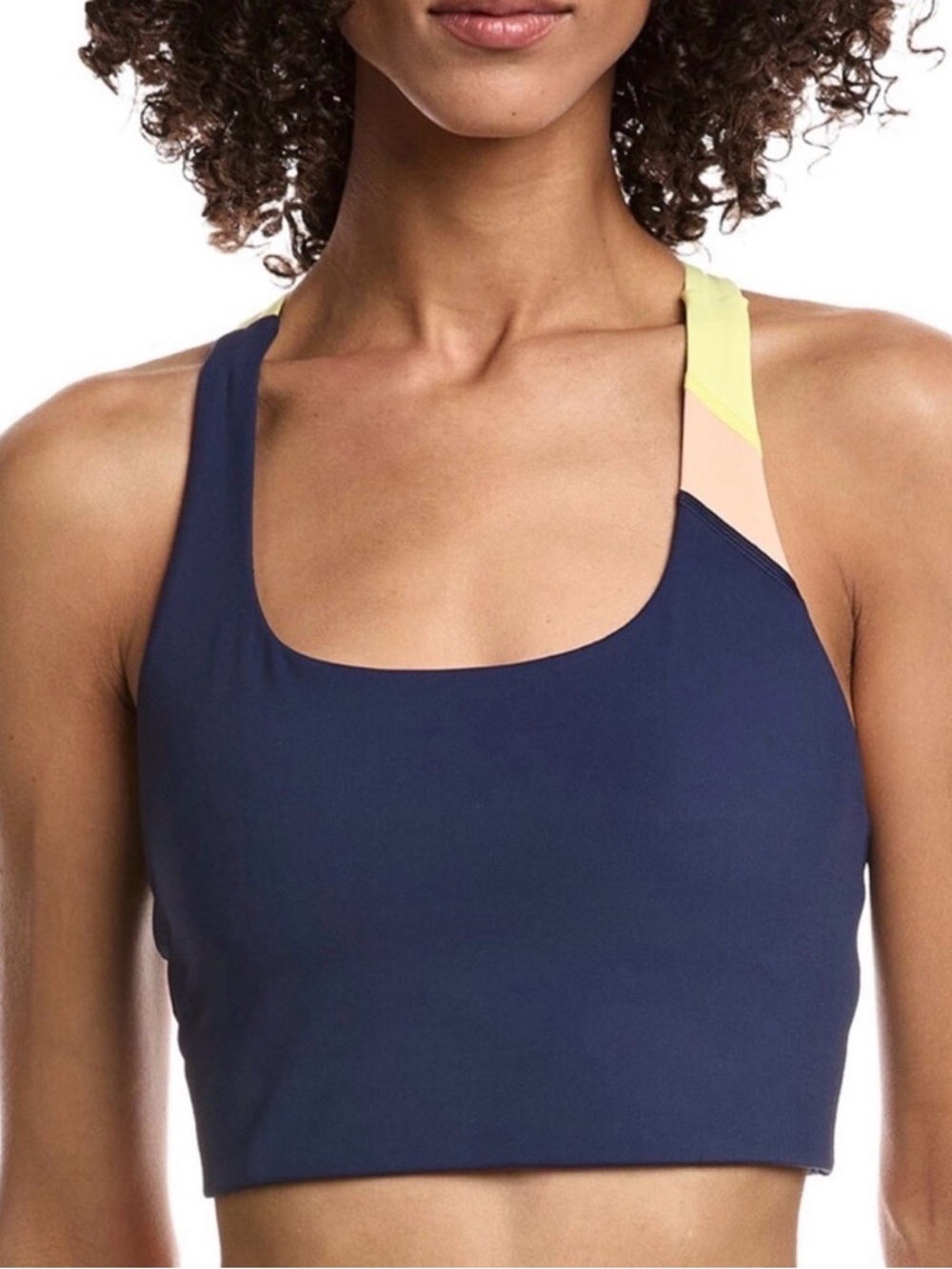 Spiritual Gangster Sumner Longline Sports Bra Blue Yellow Size S